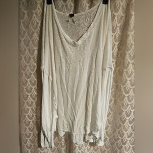 Free People White V-Neck Tunic Top